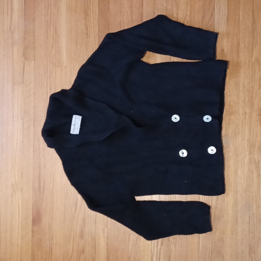 PERUVIAN CONNECTION 100% Alpca Sweater | Double Breasted | Black | Sz S ?